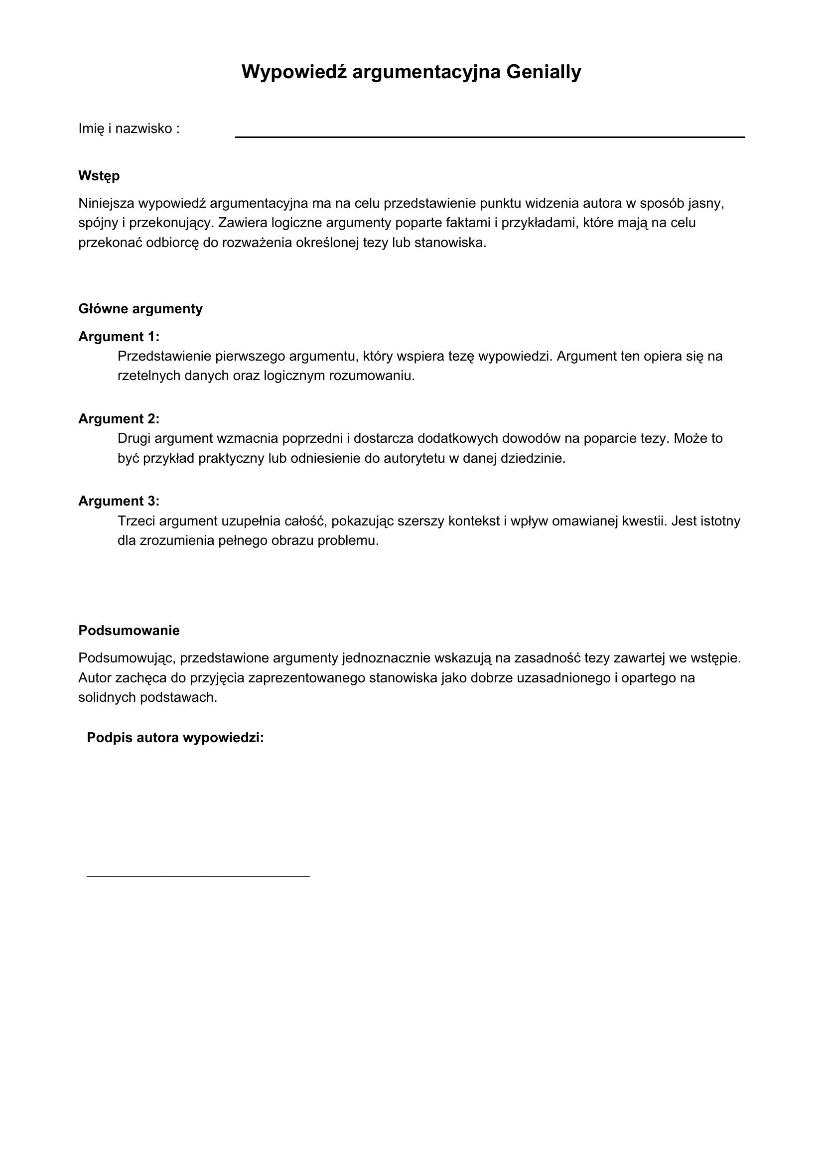Wypowiedź Argumentacyjna Genially